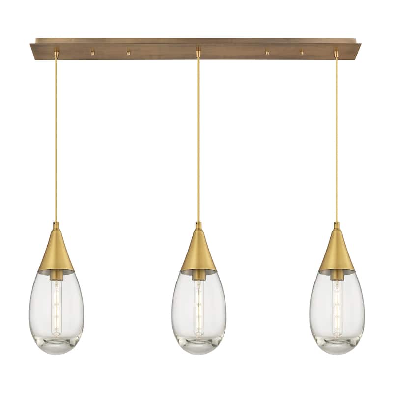 Innovations Lighting Malone - 3 Light 6" Cord Hung Linear Pendant - Clear/Brushed Brass
