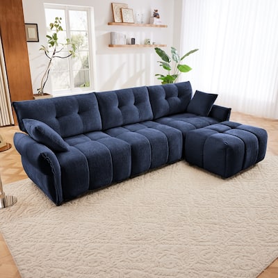 3-Seater L-Shaped Modular Sofa with 1 Ottomans & Pillows