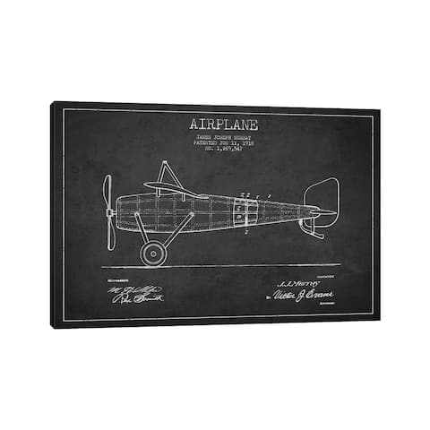 iCanvas "Airplane Charcoal Patent Blueprint" by Aged Pixel Canvas Print