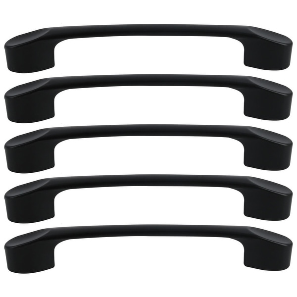 5pcs Cabinet Handles Euro Bar Pull Aluminum Alloy Painting 5" Hole Center for Drawer Furniture Door Cabinet Cupboard, Black