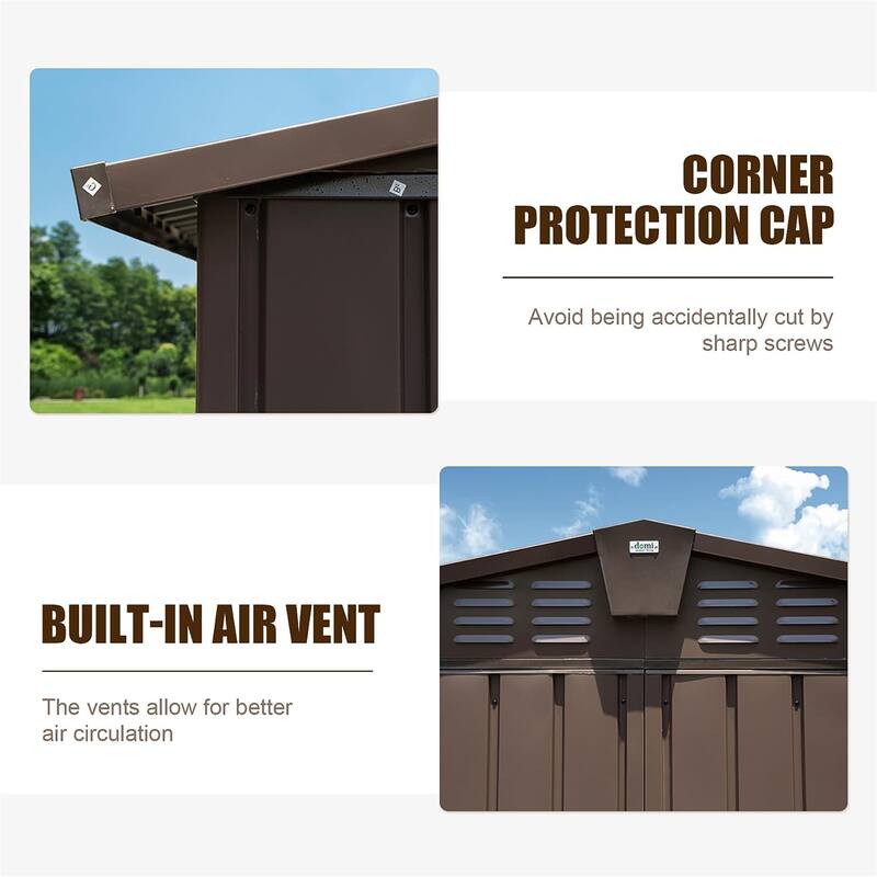 GDFStudio - Summit Galvanized Steel Backyard Storage Shed with Windows and Lockable Door