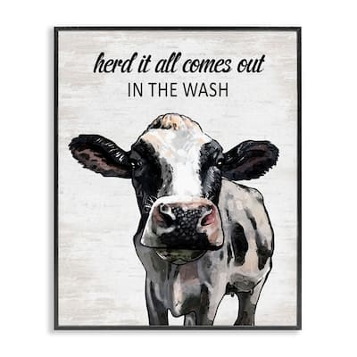 Stupell Farm Animal Laundry Pun Framed Giclee Art Design By Lettered and Lined