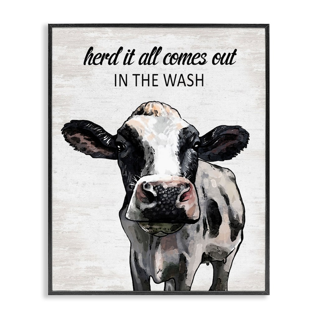 Stupell Farm Animal Laundry Pun Framed Giclee Art Design By Lettered and Lined