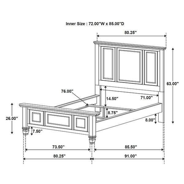 dimension image slide 8 of 27, Sandy Beach Bedroom Set Cream White