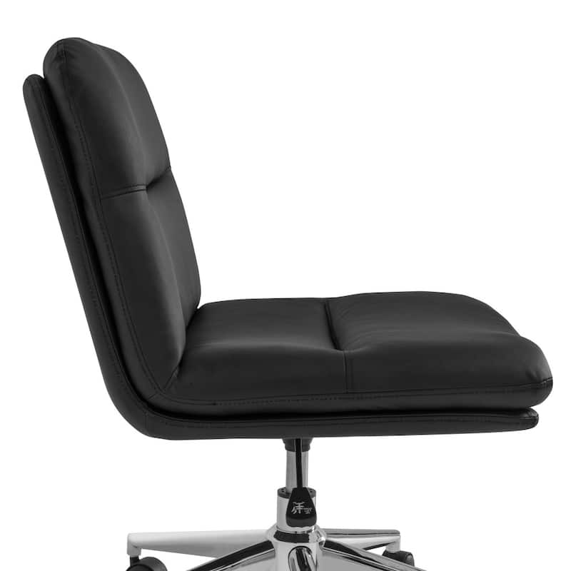 Commercial Mid-Back Padded Upholstered Swivel Office Chair - 25.5"W x 24.75"D x 29.75" - 32.5"H