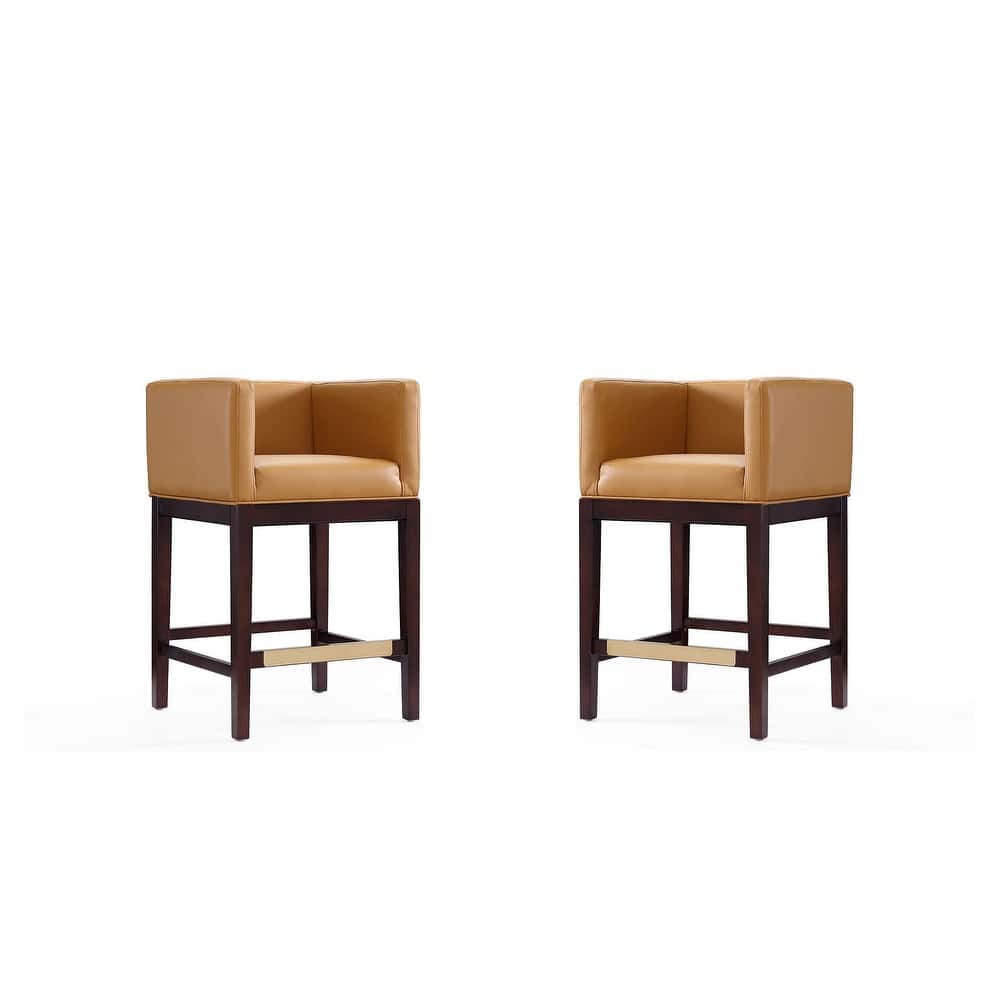 Manhattan Comfort Kingsley Dark Walnut Wood Counter Height Bar Stool (Set of 2)