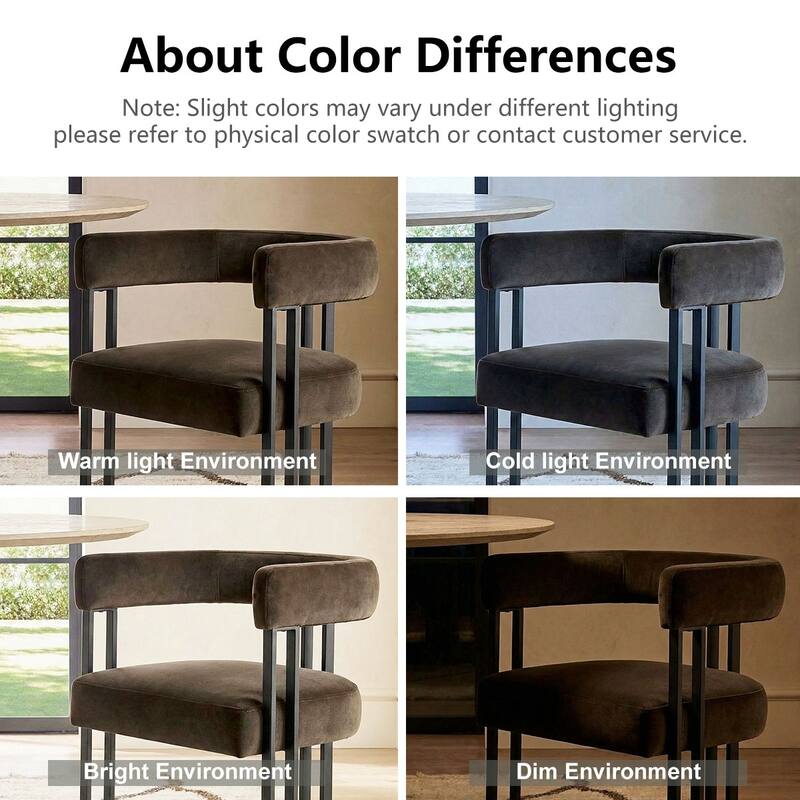 Modern Velvet Upholstered Dining Armchairs with Black Metal Legs (Set of 2/4/6)