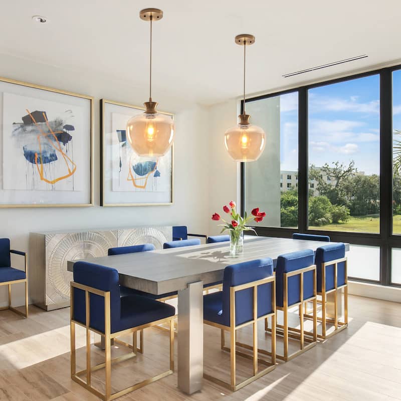 1-Light Pendant Light with Glass Shade for Kitchen Island