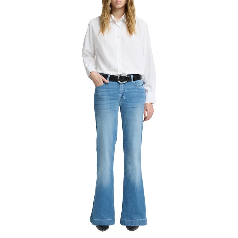 7 For All Mankind Women's Dojo Tailorless Mid-Rise Wide Leg Flare Jeans