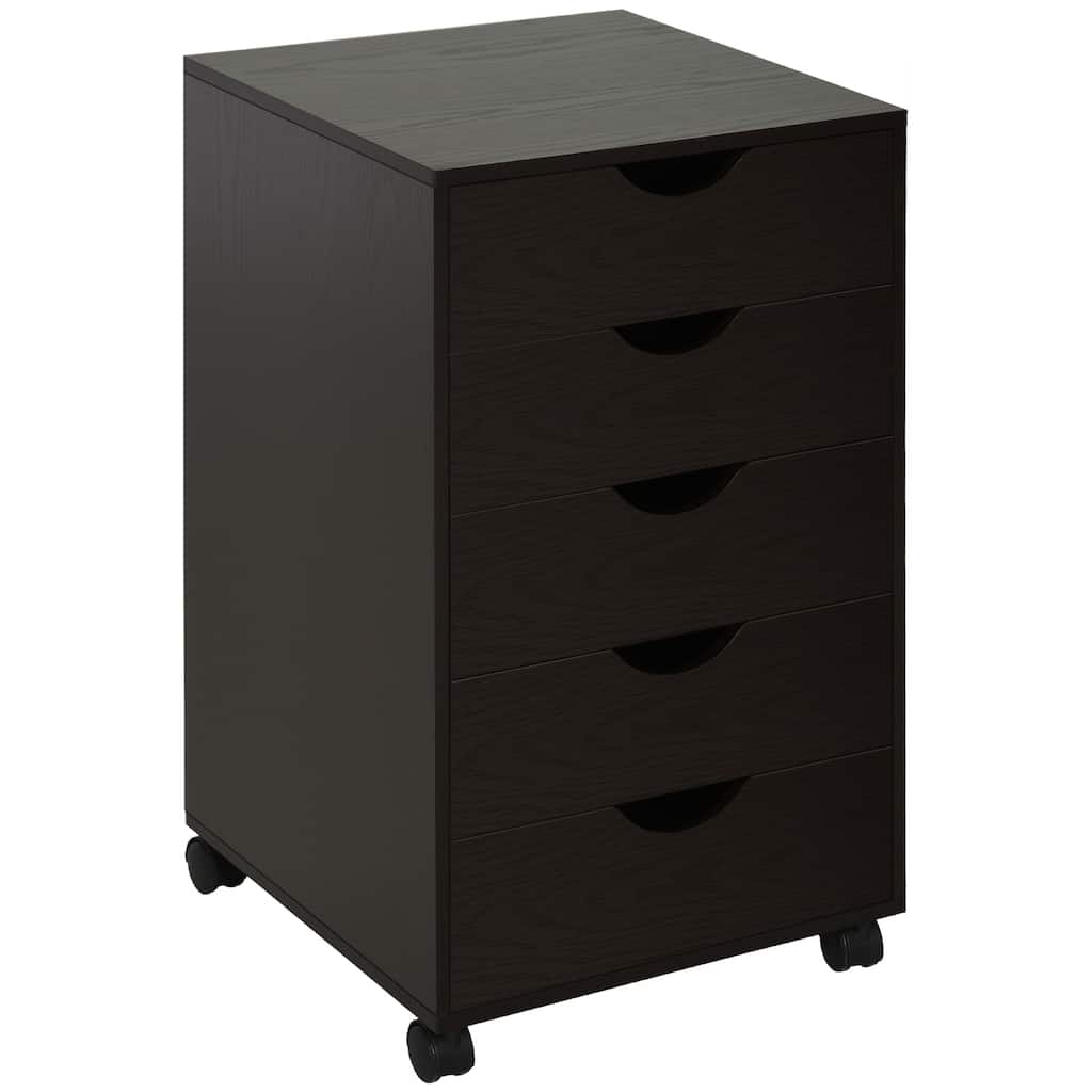 Anmytek 5-Drawer Mobile Under Desk Storage Cabinet with Lockable Casters Office Home Organizer