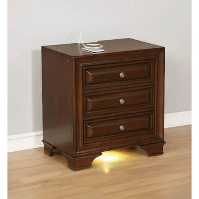 Cherry Brown 3 Drawer 26 in. W Nightstand with Sturdy Hardware and Ample Storage