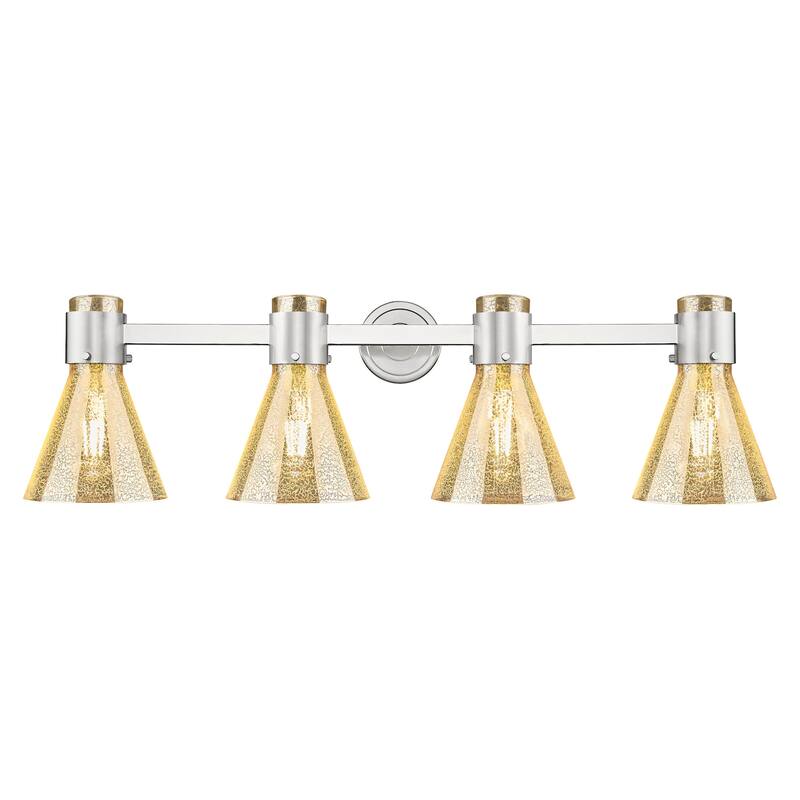 Innovations Lighting 464-4W-G464C-7ME Lawton Cone 4 Light 34" Wide - Satin Nickel