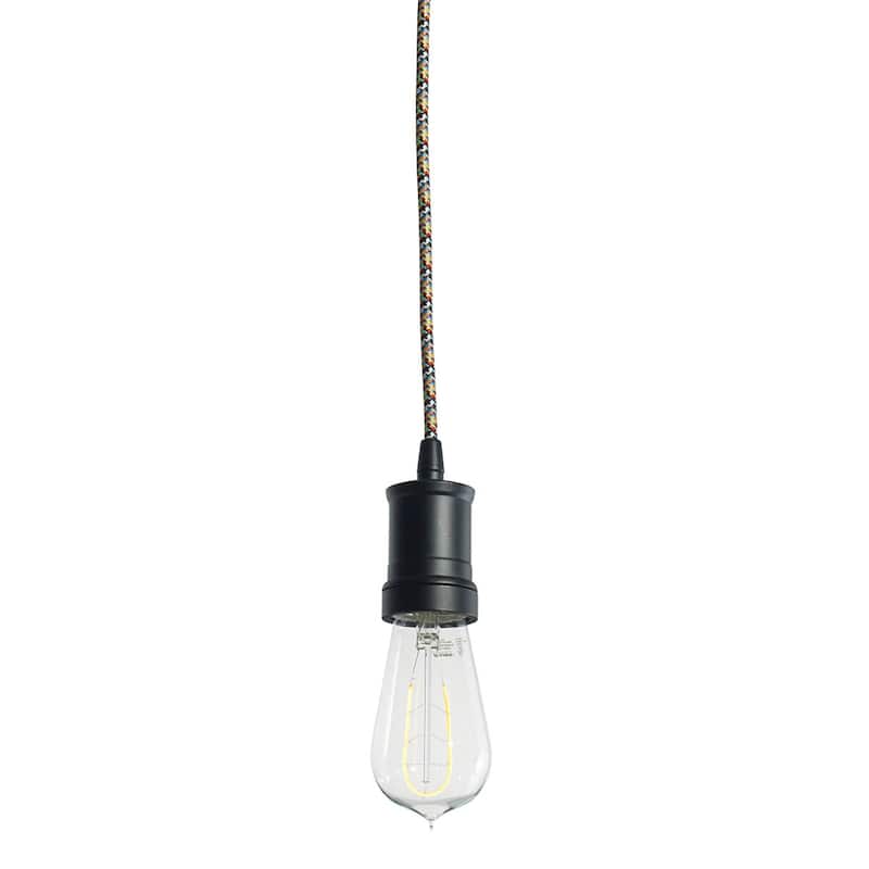 Bulbrite 1-Light Black Contemporary Pendant Socket and Canopy with LED Light Bulb