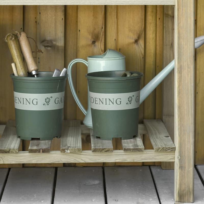 Outsunny 36" x 20" x 30" Raised Garden Bed with Legs and Shelf, Elevated Wood Planter Box, Gardening Standing Growing Bed
