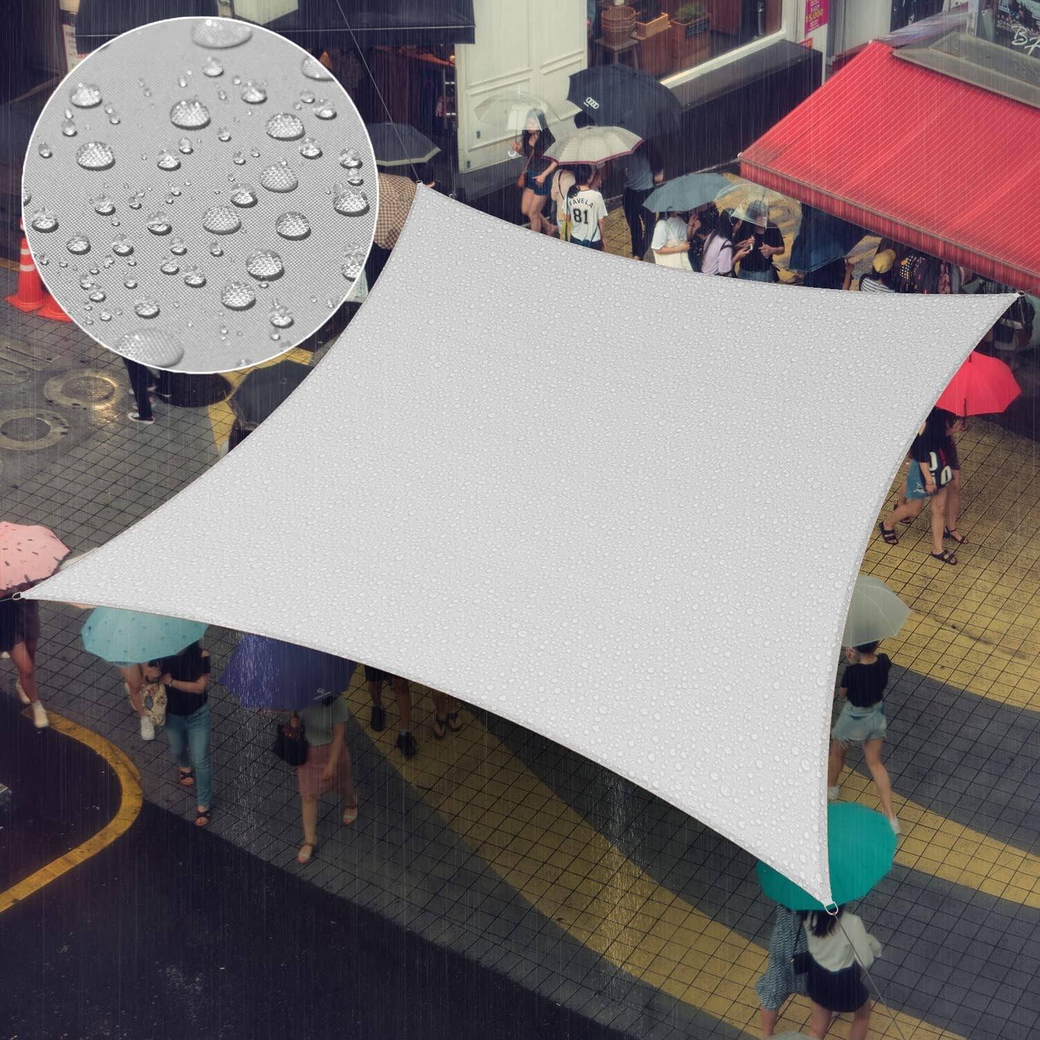 4' x 8' Custom Size Grey Rectangle Waterproof Sun Shade Sail, UPF50+ 98% UV Block, Patio Garden Canopy