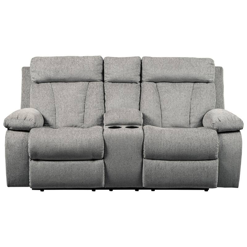 Mitchiner Reclining Loveseat with Console Fog