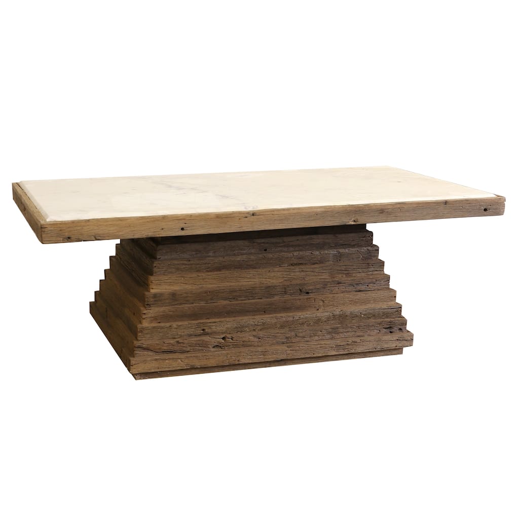 StyleCraft Mesa Wooden & Marble Coffee Table - Natural & White