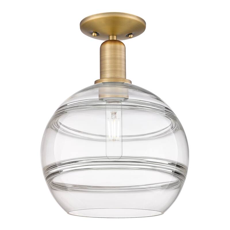 Innovations Lighting Endless Possibilities Arcadia - Rochester - 1 Light 10" Semi-Flush Mount - Clear/Brushed Brass