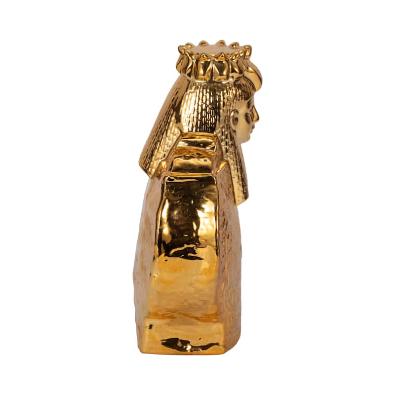 Ceramic 14" Table Top Sculpture, Gold - 11.25" x 6" x 14"