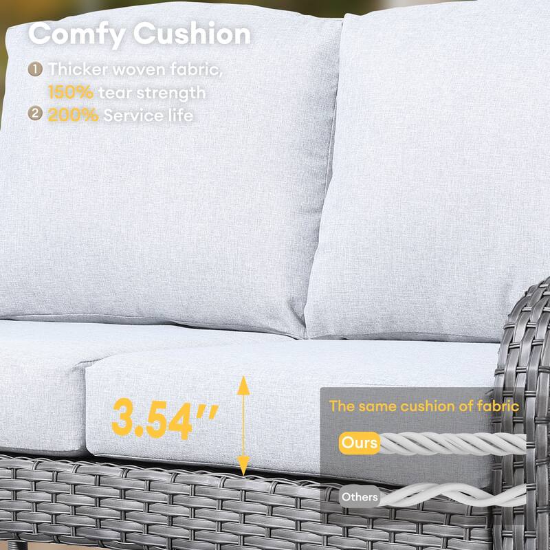 HOOOWOOO 8-piece Wicker Rattan Outdoor Furniture Patio Swivel Chair Set