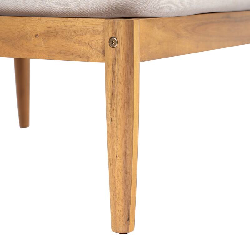 Christopher Knight Home - Terassi Outdoor 27.55" Acacia Wood Ottoman with Wide Padded Cushion for Relaxation