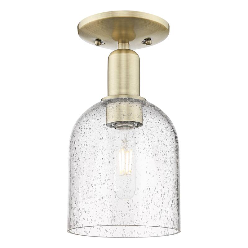 Innovations Lighting Endless Possibilities Arcadia - Bella - 1 Light 6" Semi-Flush Mount - Antique Brass/Seedy