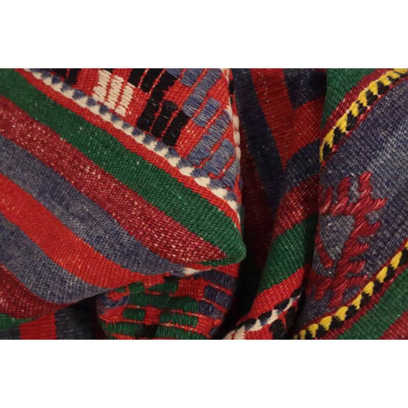 Hand Woven Oriental 100% Wool Carpet Southwestern Tribal Multi-Colored Kilim Area Rug - 8' 10'' X 5' 10''