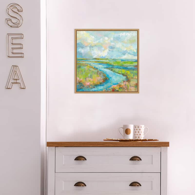 Marsh (Stream) by Jeanette Vertentes Framed Canvas Art