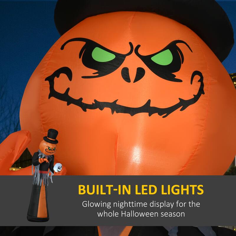 12FT Halloween Inflatable Pumpkin Reaper Skeleton Skull Yard Decor Built-in LED