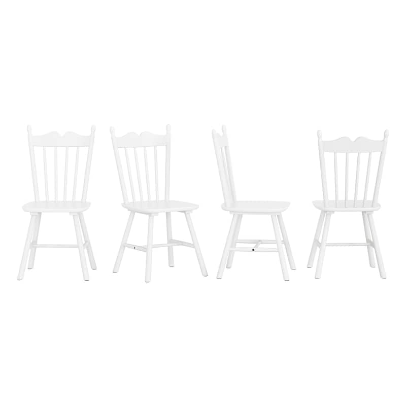 Set of 4 Farmhouse Wooden Kitchen Chairs - N/A