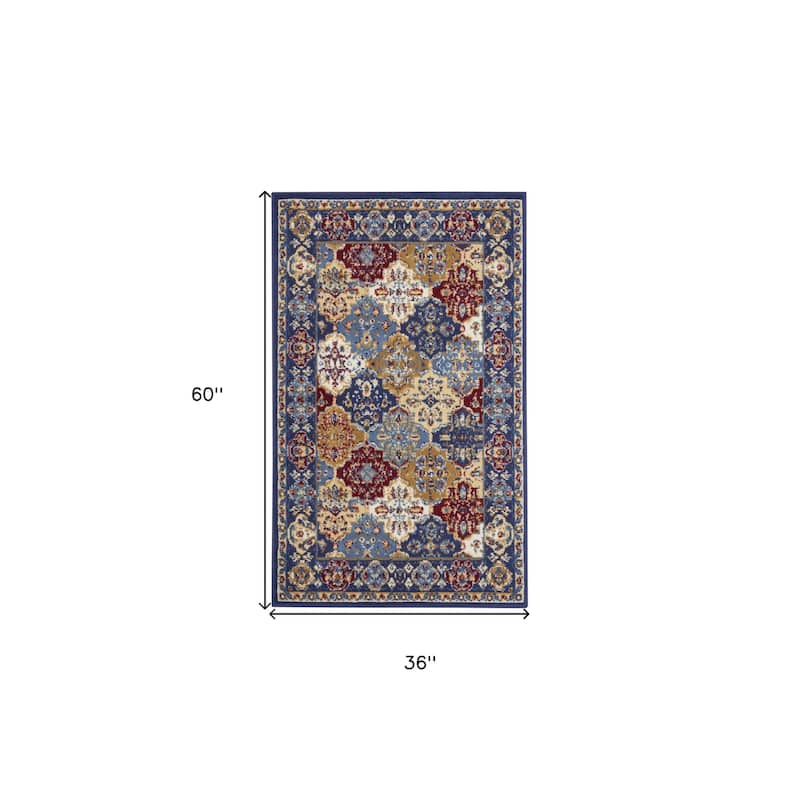HomeRoots Ogee Bohemian Rectangle Area Rug - 60.00 in. x 36.00 in. x 0.50 in.
