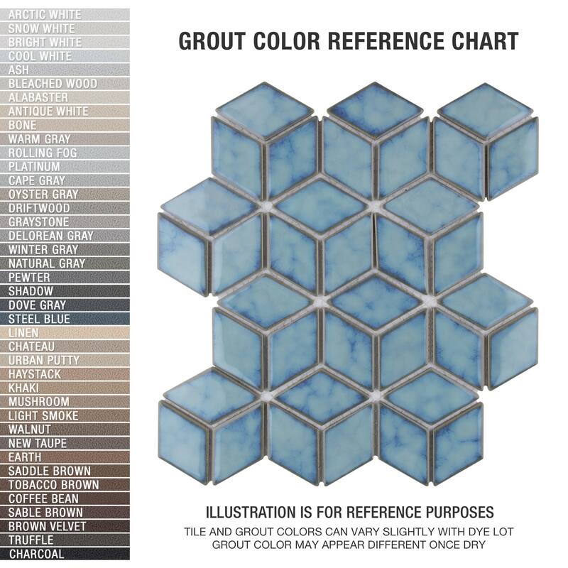 Merola Tile Hudson Rhombus Marine 10-1/4" x 11-3/4" Porcelain Mosaic Floor and Wall Tile