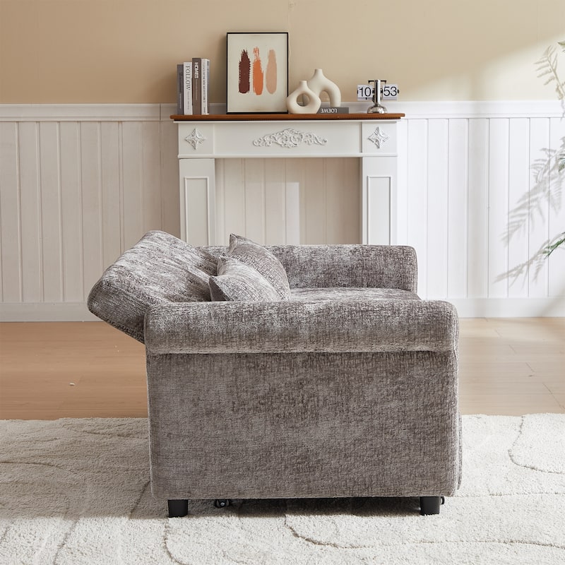 3 in1 Loveseat Convertible Pull-out Sleeper Sofa Bed Adjustable Backrest Tufted Couch with 2 Pillows for Living Room
