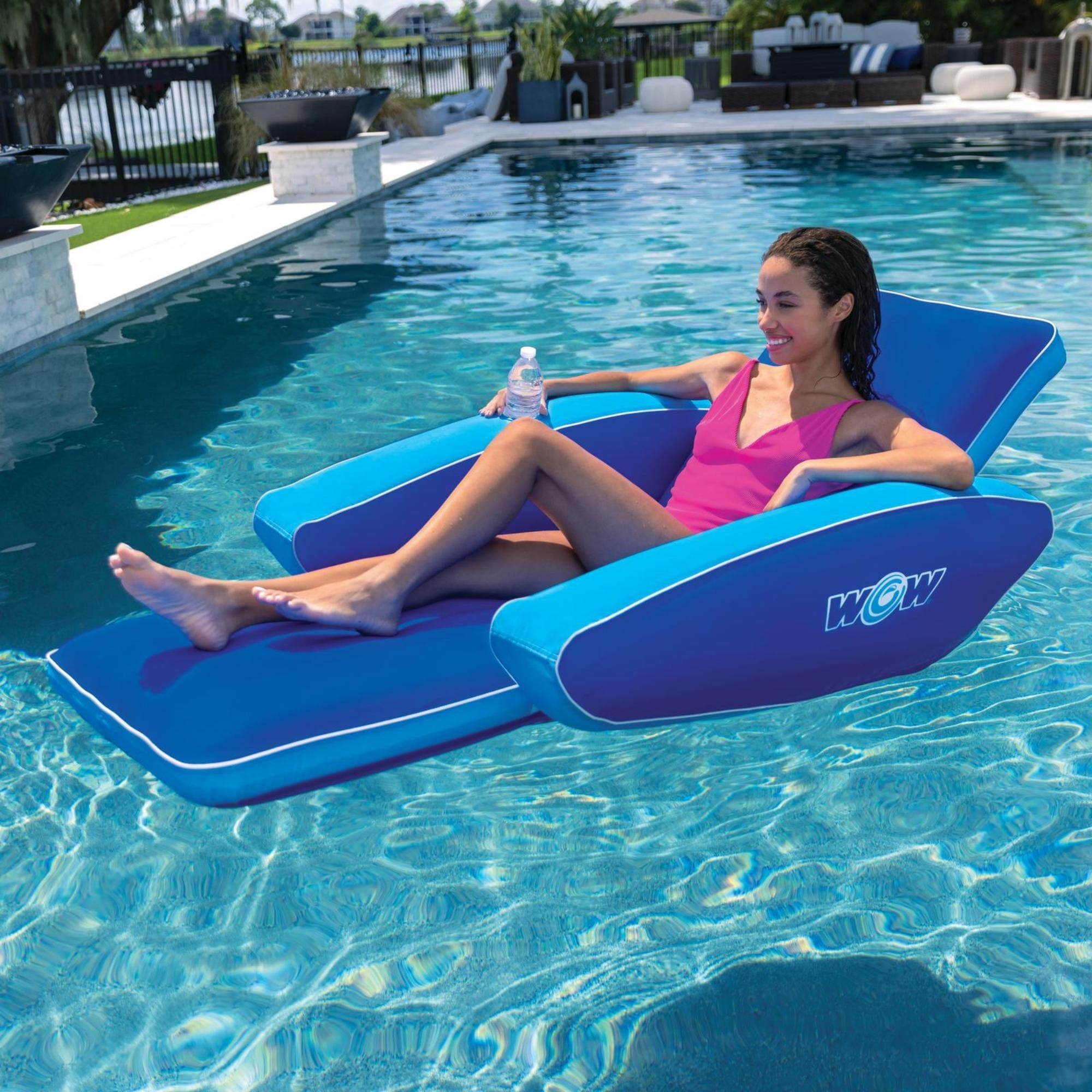 WOW Sports Modern Lounger Pool Float with Cupholder (23-WPF-4542-WOW) - Bed  Bath & Beyond - 37639650