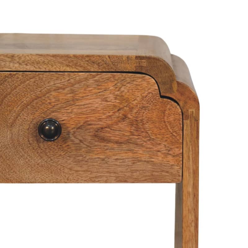 HomeRoots 16" Oak Solid Wood One Drawer Scallop Edge Nightstand
