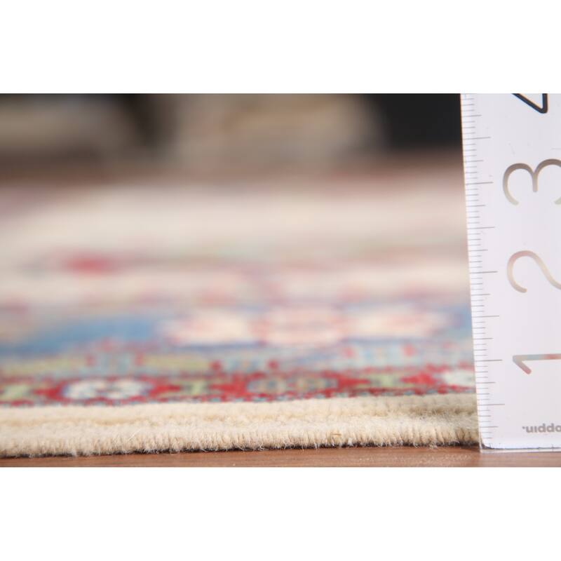 Hand Knotted Oriental 100% Wool Carpet Traditional Geometric Beige & Ivories Kazak Area Rug - 9' 11'' X 6' 8''