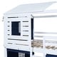 preview thumbnail 18 of 37, Full Size Solid Wood Kids Bed Bunk Wood House Bed with Tent