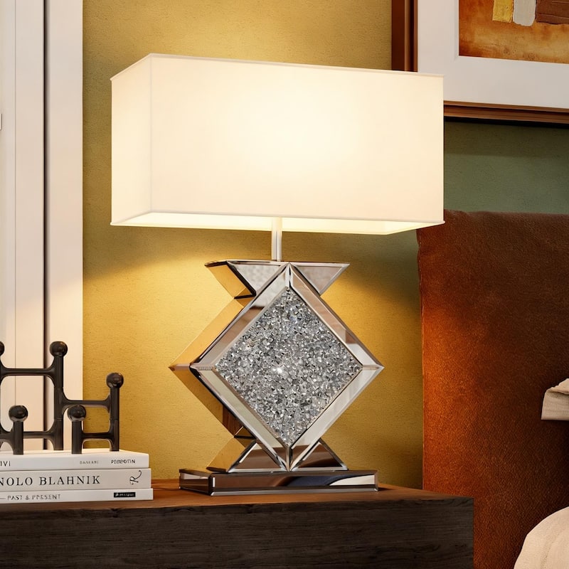 23.6"H Table Lamp With Crystal Mirrored Glass Base
