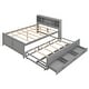 preview thumbnail 8 of 12, Full Platform Bed with Storage Headboard, USB, Twin Size Trundle and 3-Drawers, Grey