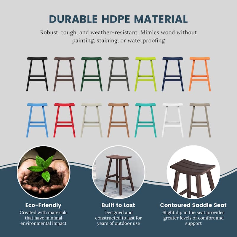 Laguna Hdpe All Weather Outdoor Patio 29" Saddle Seat Bar Stool