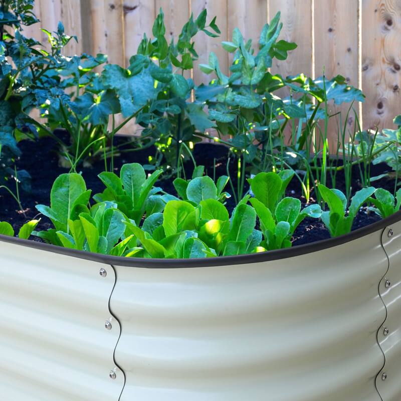 2-in-1 Modular Galvanized Steel Raised Garden Bed for Outdoor Gardening