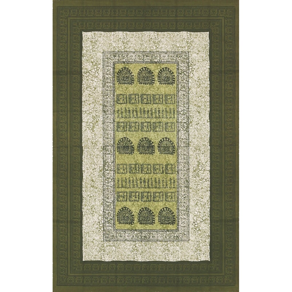 Cotton Royal Egyptian Kingdom Print Tablecloth Rectangle Green