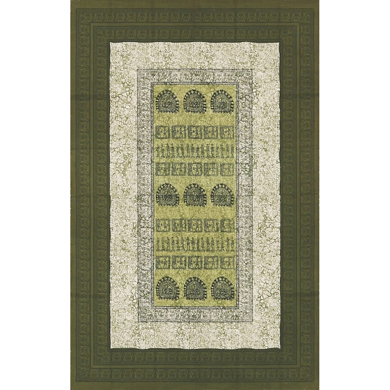 Cotton Royal Egyptian Kingdom Print Tablecloth Rectangle Green - Green
