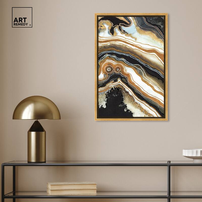 Art Remedy Black And Gold Ii Framed Mineral, Agate & Geode 1 Piece Canvas Wall Art