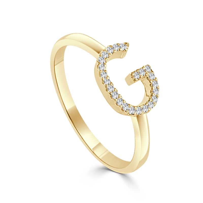 Joelle Collection Diamond Initial Ring for Her 14k Yellow Gold 1/10 ct TDW Women's Ring