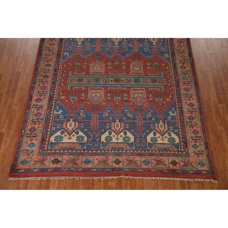 Geometric Red Sirjan Oriental Area Rug Hand-knotted Wool Carpet - 8'0"x 9'10"