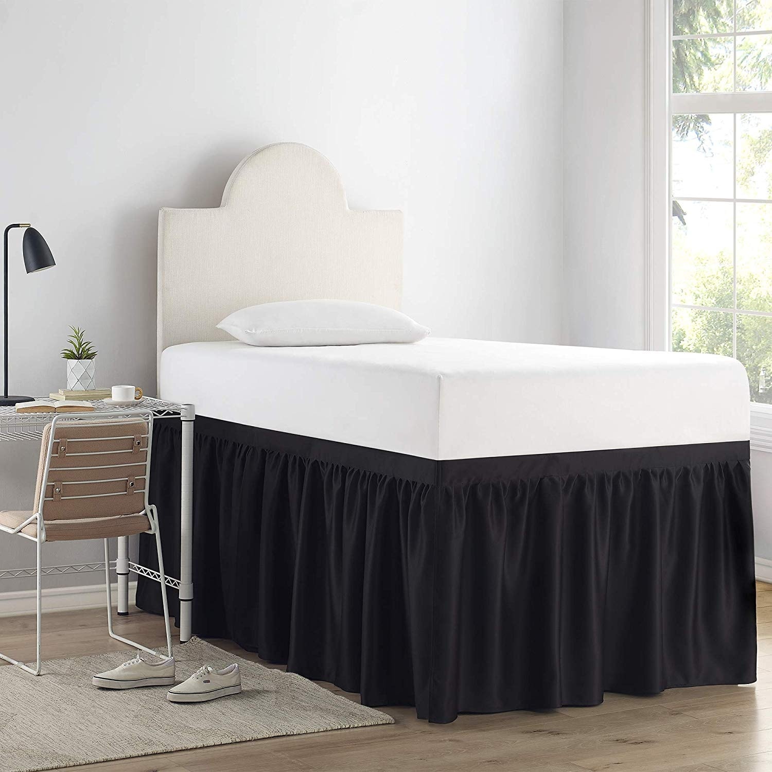 Luxury Plush Dorm Sized Bed Skirt Panel with Ties (3 Panel)