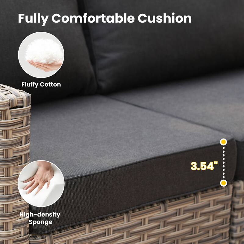 HOOOWOOO 7-piece Rattan Patio Furniture Sectional Set