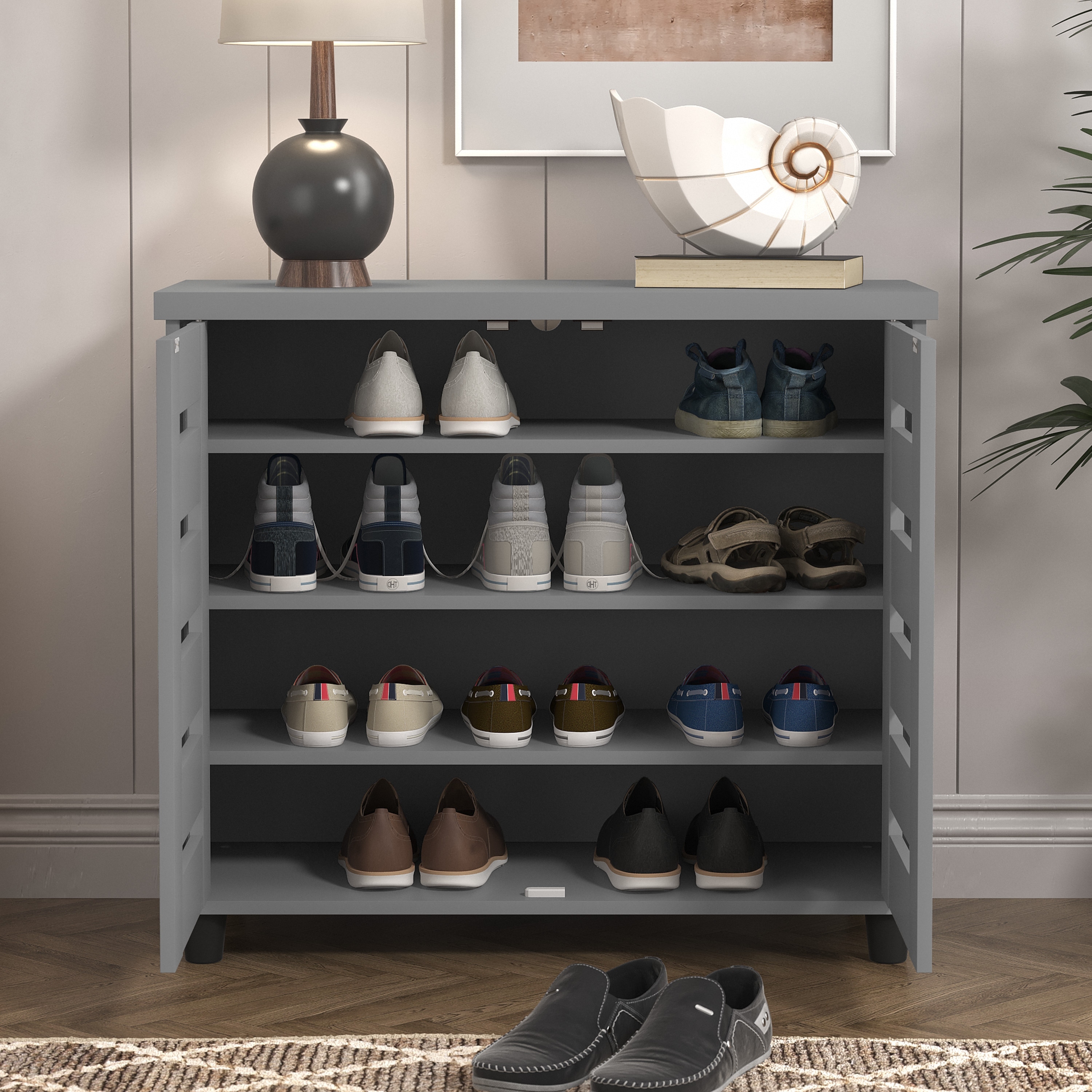 27.3 in. H x 30.7 in. W Wood Shoe Cabinet with Ultrafast Assembly