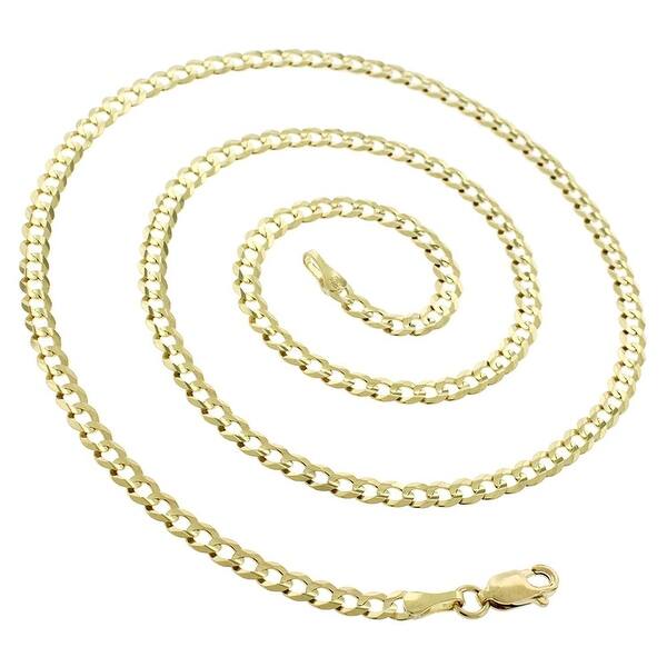 10k Yellow Gold Cuban Curb Link Chain Necklace 3.5mm-5.5mm Size 16"-30"